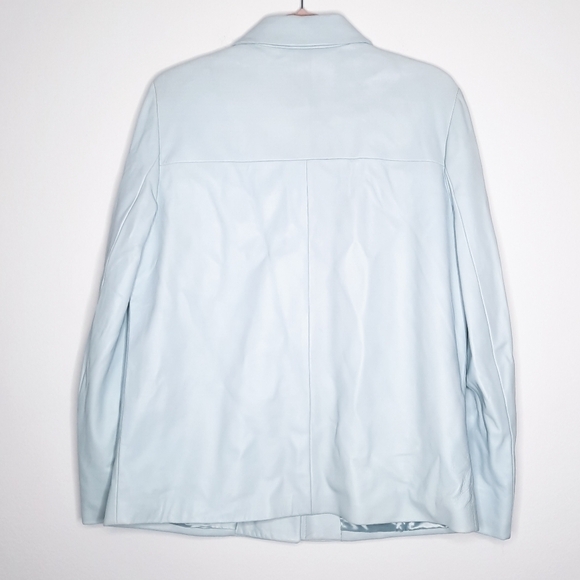 MaxMara Light Blue Leather Jacket 12 - Picture 4 of 12